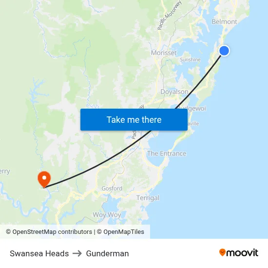 Swansea Heads to Gunderman map