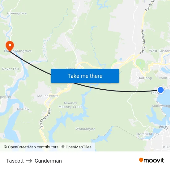 Tascott to Gunderman map