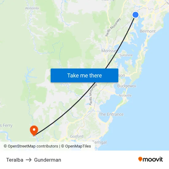 Teralba to Gunderman map