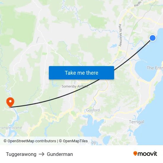 Tuggerawong to Gunderman map