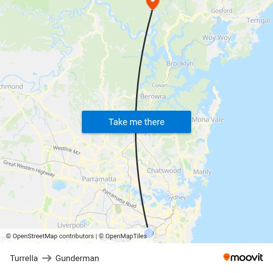 Turrella to Gunderman map