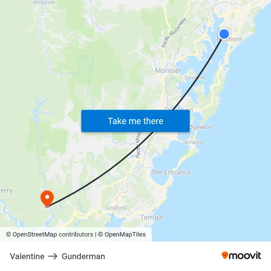 Valentine to Gunderman map