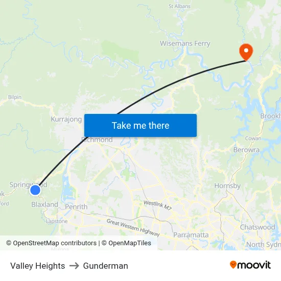 Valley Heights to Gunderman map