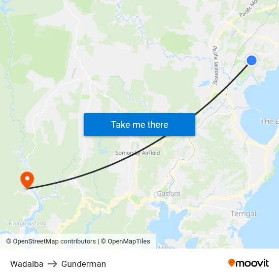 Wadalba to Gunderman map