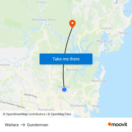 Waitara to Gunderman map