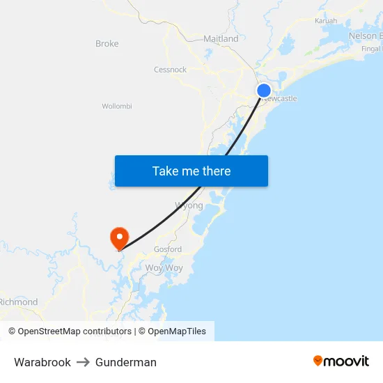 Warabrook to Gunderman map