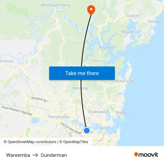 Wareemba to Gunderman map