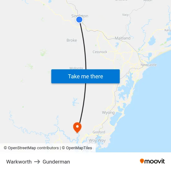 Warkworth to Gunderman map
