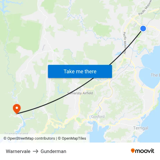 Warnervale to Gunderman map