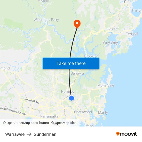 Warrawee to Gunderman map