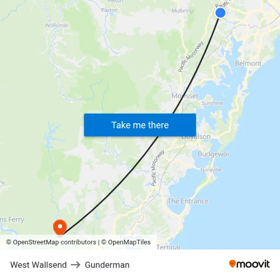 West Wallsend to Gunderman map