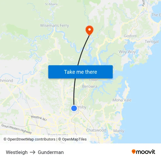 Westleigh to Gunderman map