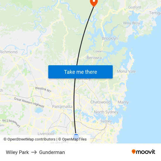 Wiley Park to Gunderman map