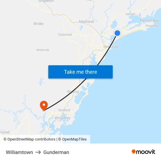 Williamtown to Gunderman map