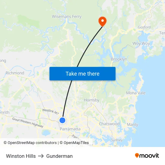 Winston Hills to Gunderman map