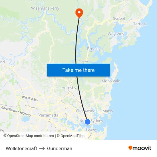 Wollstonecraft to Gunderman map