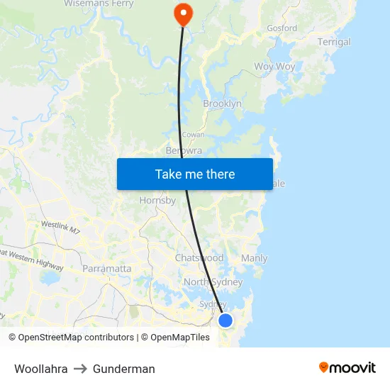 Woollahra to Gunderman map