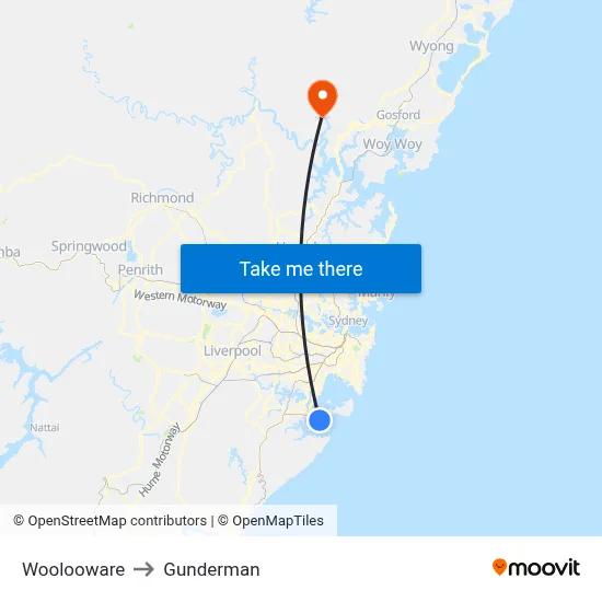 Woolooware to Gunderman map
