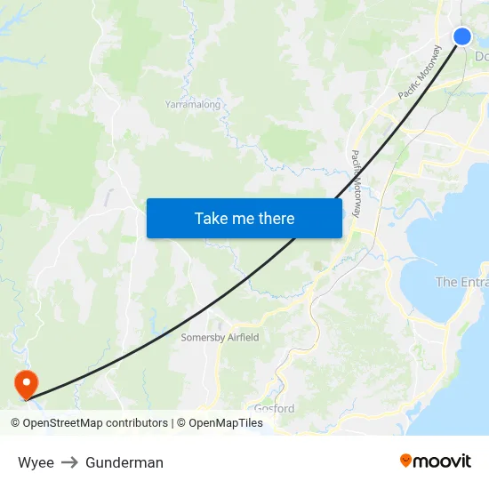 Wyee to Gunderman map