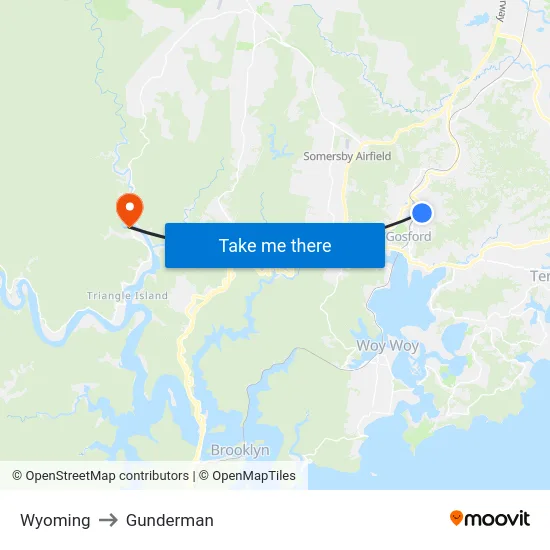 Wyoming to Gunderman map