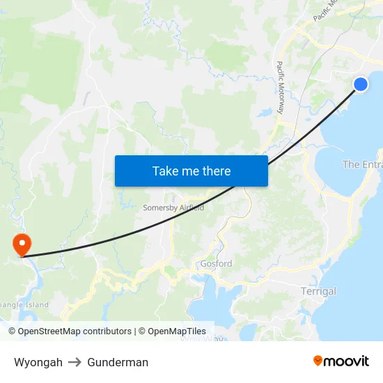 Wyongah to Gunderman map
