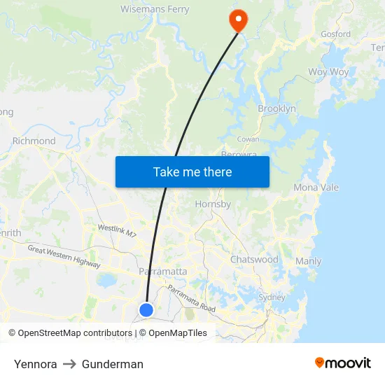 Yennora to Gunderman map