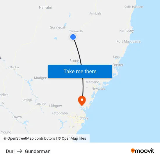 Duri to Gunderman map