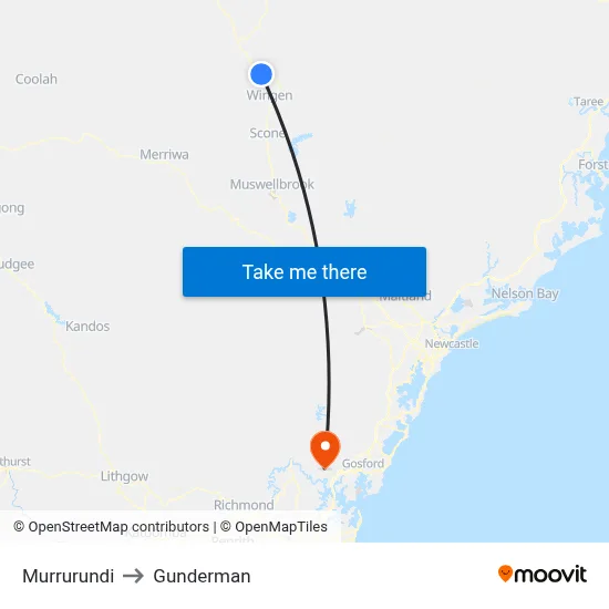 Murrurundi to Gunderman map