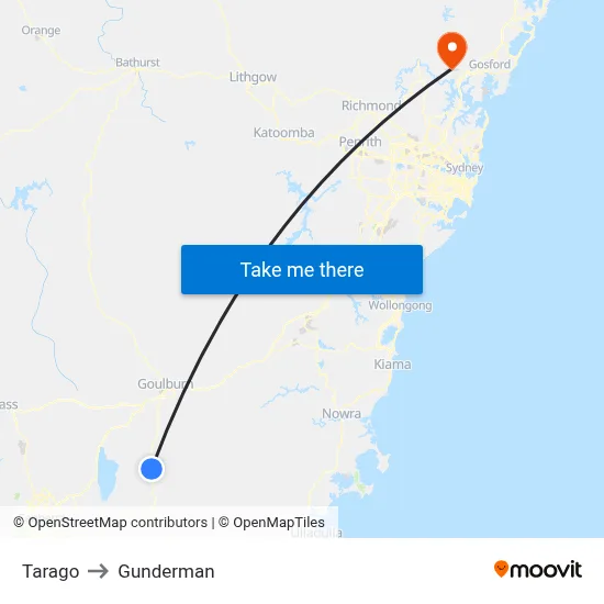Tarago to Gunderman map