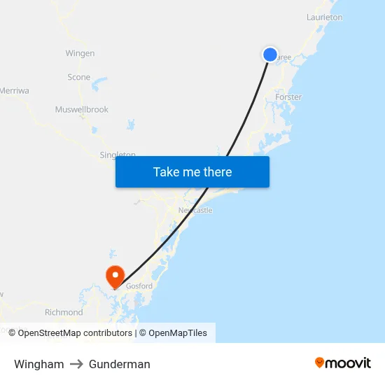 Wingham to Gunderman map