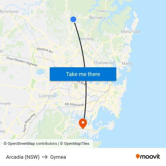 Arcadia (NSW) to Gymea map