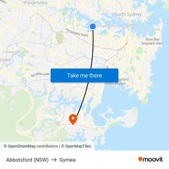 Abbotsford (NSW) to Gymea map