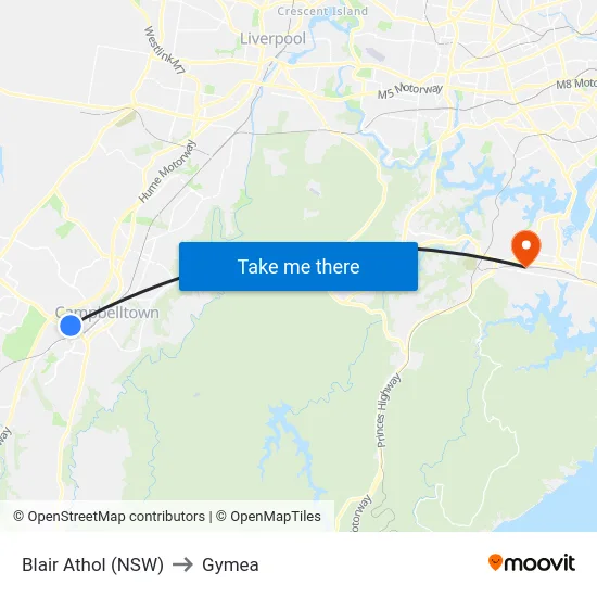 Blair Athol (NSW) to Gymea map