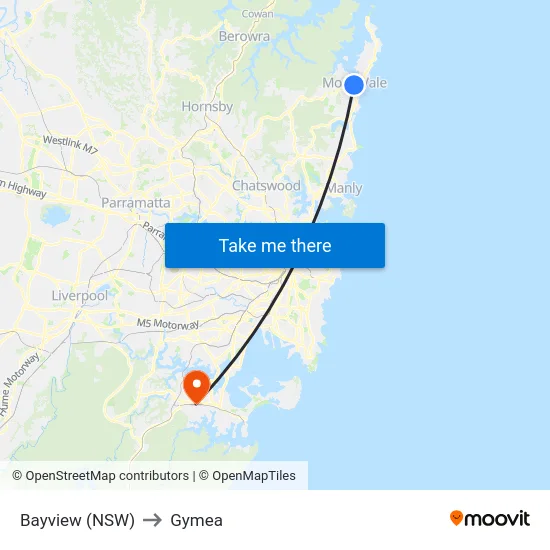 Bayview (NSW) to Gymea map