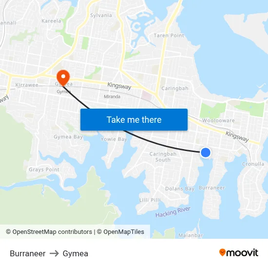 Burraneer to Gymea map