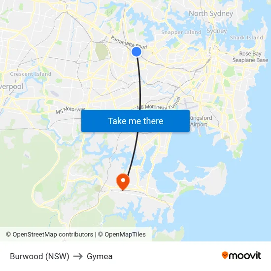 Burwood (NSW) to Gymea map