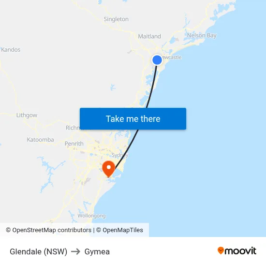 Glendale (NSW) to Gymea map