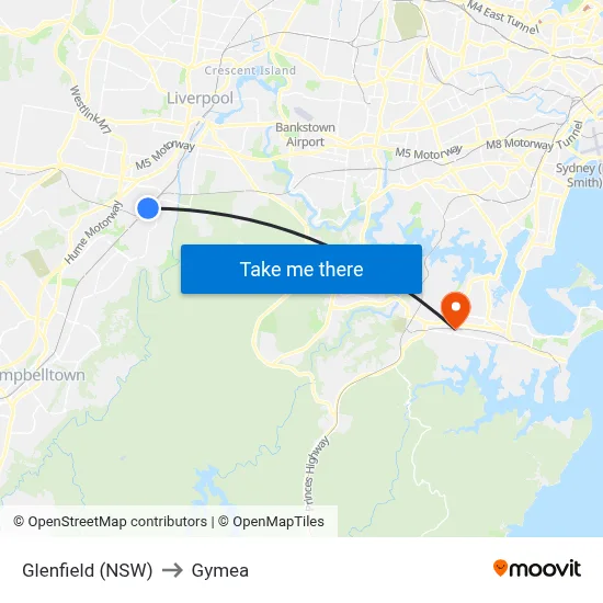 Glenfield (NSW) to Gymea map
