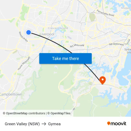 Green Valley (NSW) to Gymea map