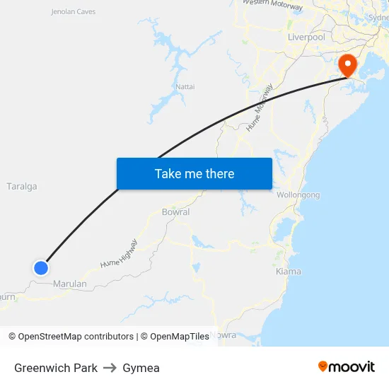 Greenwich Park to Gymea map