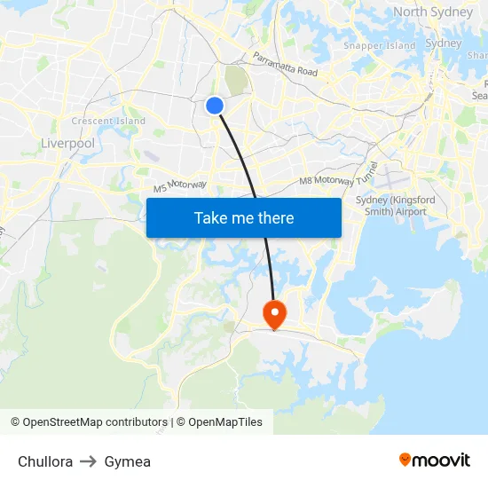 Chullora to Gymea map