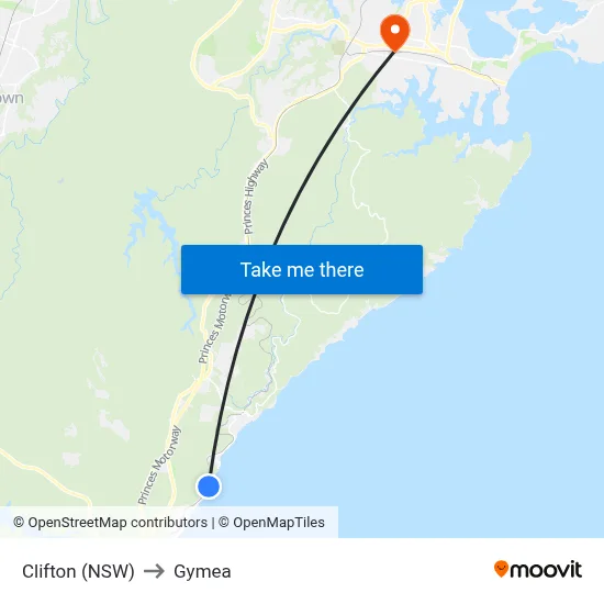 Clifton (NSW) to Gymea map