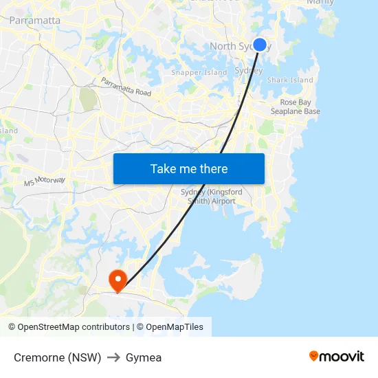 Cremorne (NSW) to Gymea map