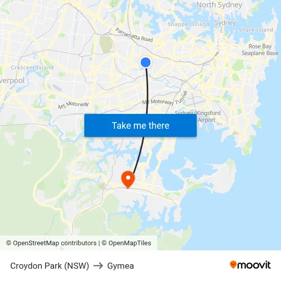 Croydon Park (NSW) to Gymea map