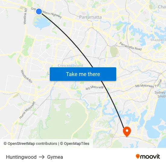 Huntingwood to Gymea map