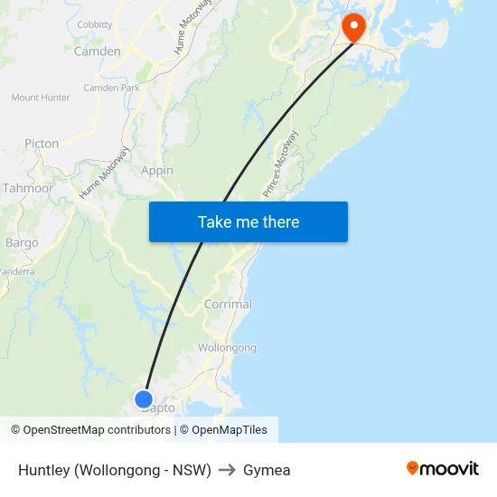 Huntley (Wollongong - NSW) to Gymea map