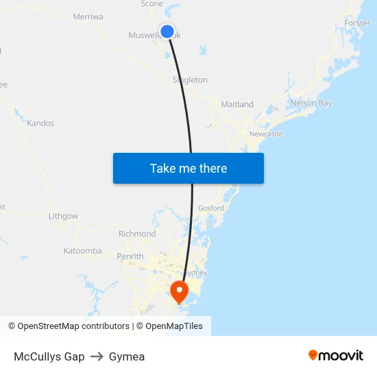 McCullys Gap to Gymea map