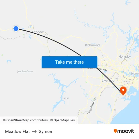 Meadow Flat to Gymea map