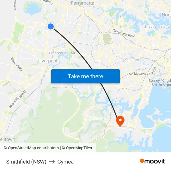 Smithfield (NSW) to Gymea map