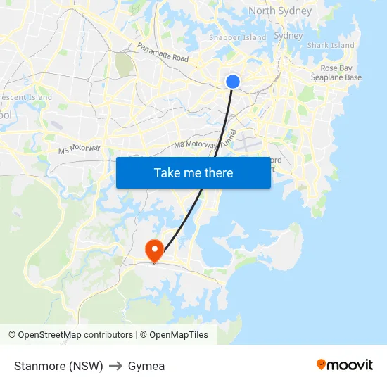 Stanmore (NSW) to Gymea map